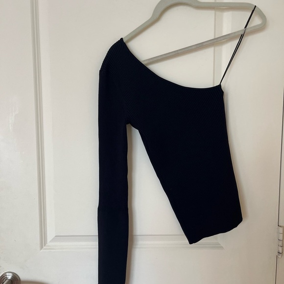 Maria McManus Black One-Shoulder Ribbed Top M - Picture 2 of 5